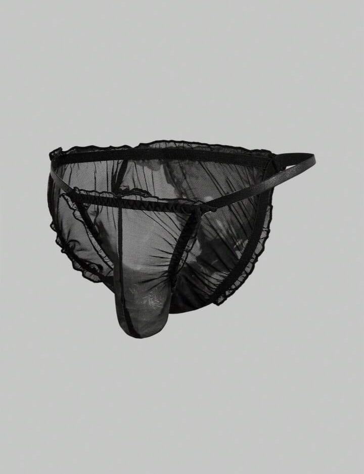 Noir Ruffle Mesh Brief